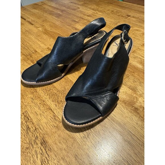 SOFFT Mendi Crossover Slingback Sandal Black Leather  Size 8.5M - Picture 2 of 9